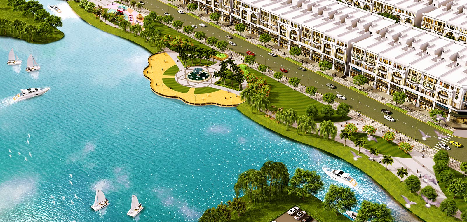 Kênh Sông Trăng thơ mộng tại khu đô thị Vạn Phúc City là mạch nguồn tài lộc với tổng chiều dài hơn 2 km...